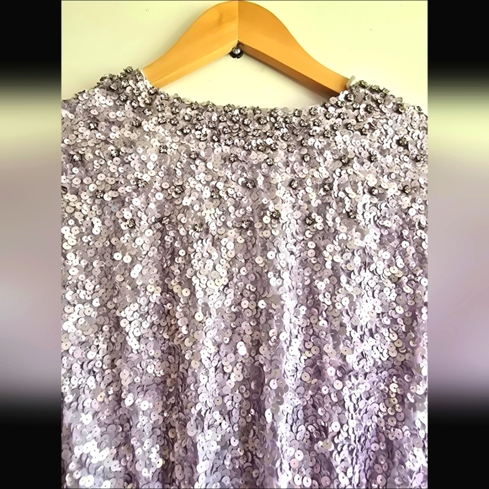 NWT! Mac Duggal, Sequin And Rhinestone Short Romper, Lilac, Size XS - Picture 9 of 12